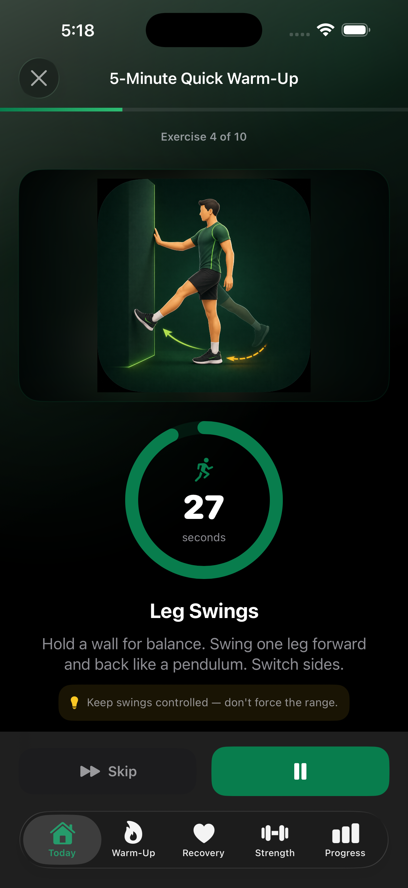 PickleStrong active warm-up with leg swings exercise artwork