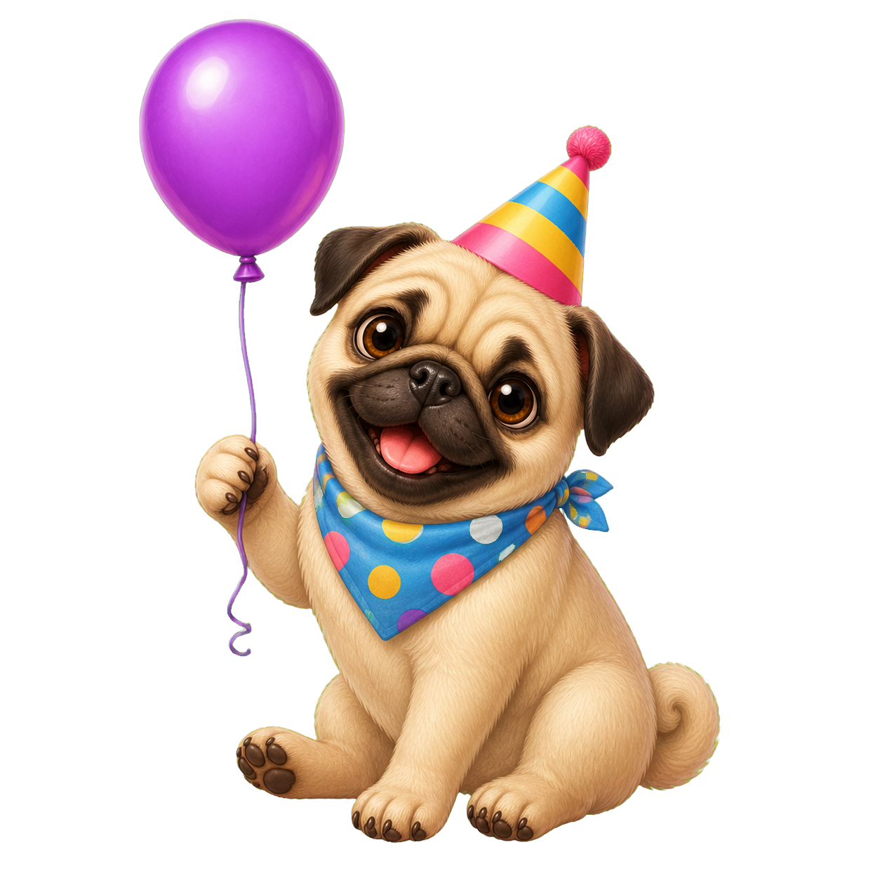 Birthday pug character