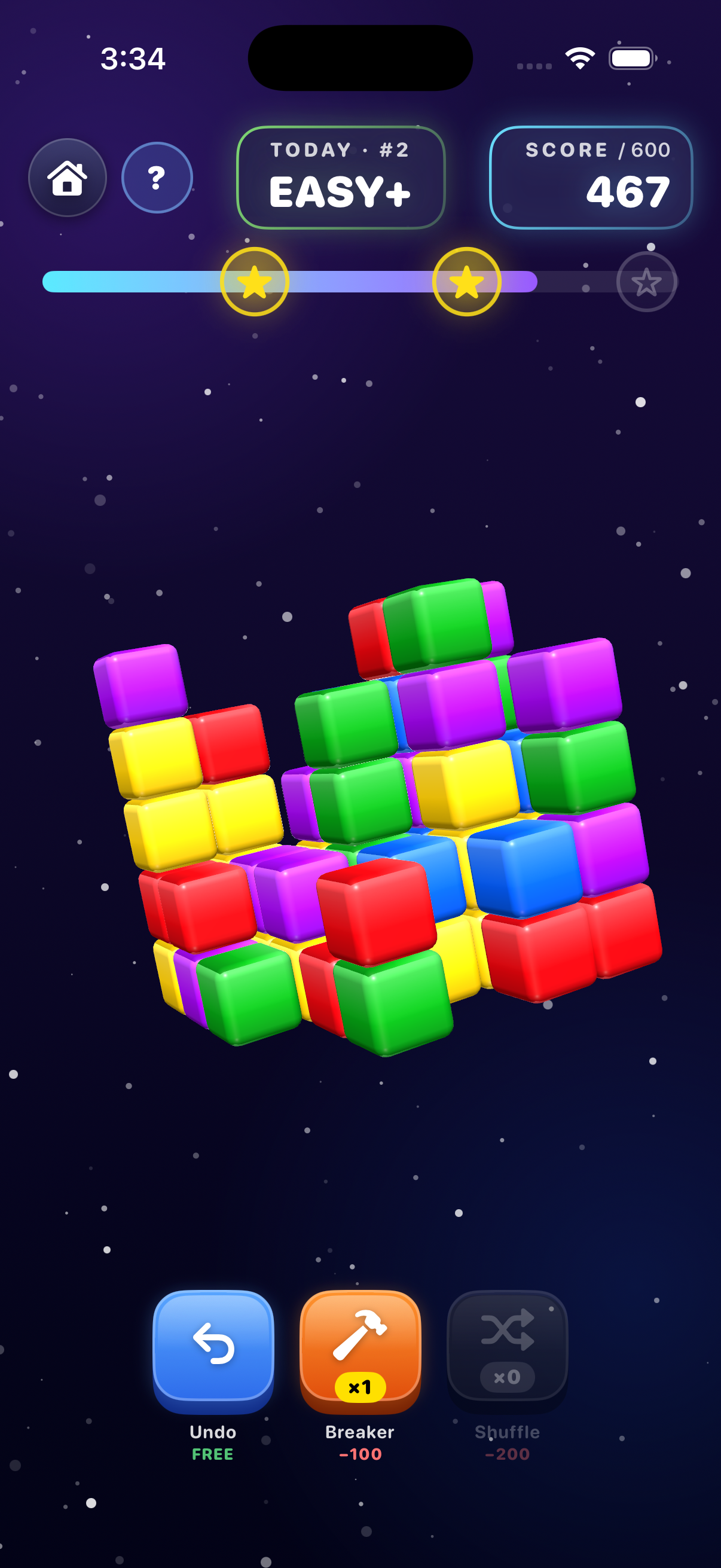 Qubrix score and puzzle interface